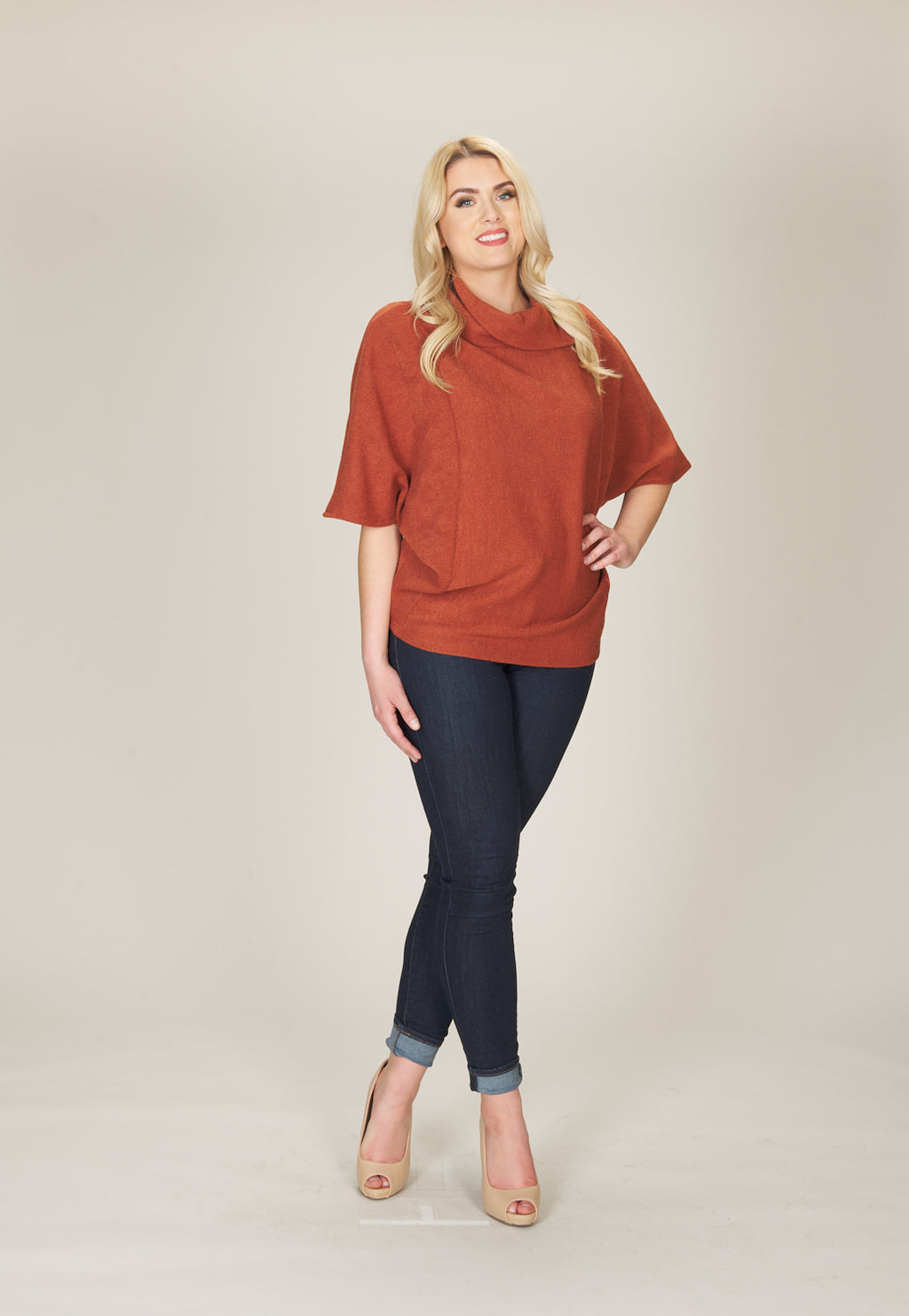 CHARC Drape Neck Poncho Sweater