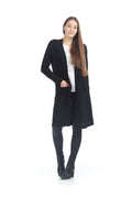 BLACK Long Cardigan with Side Slit