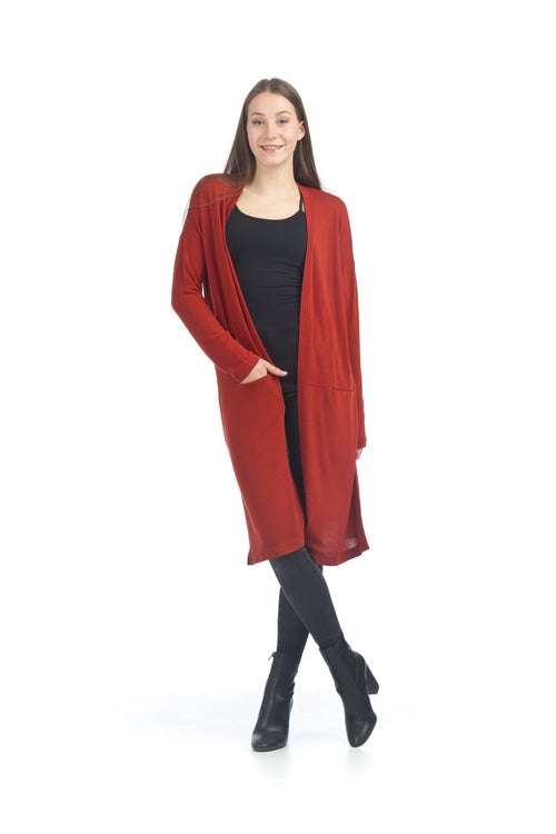BLACK Long Cardigan with Side Slit