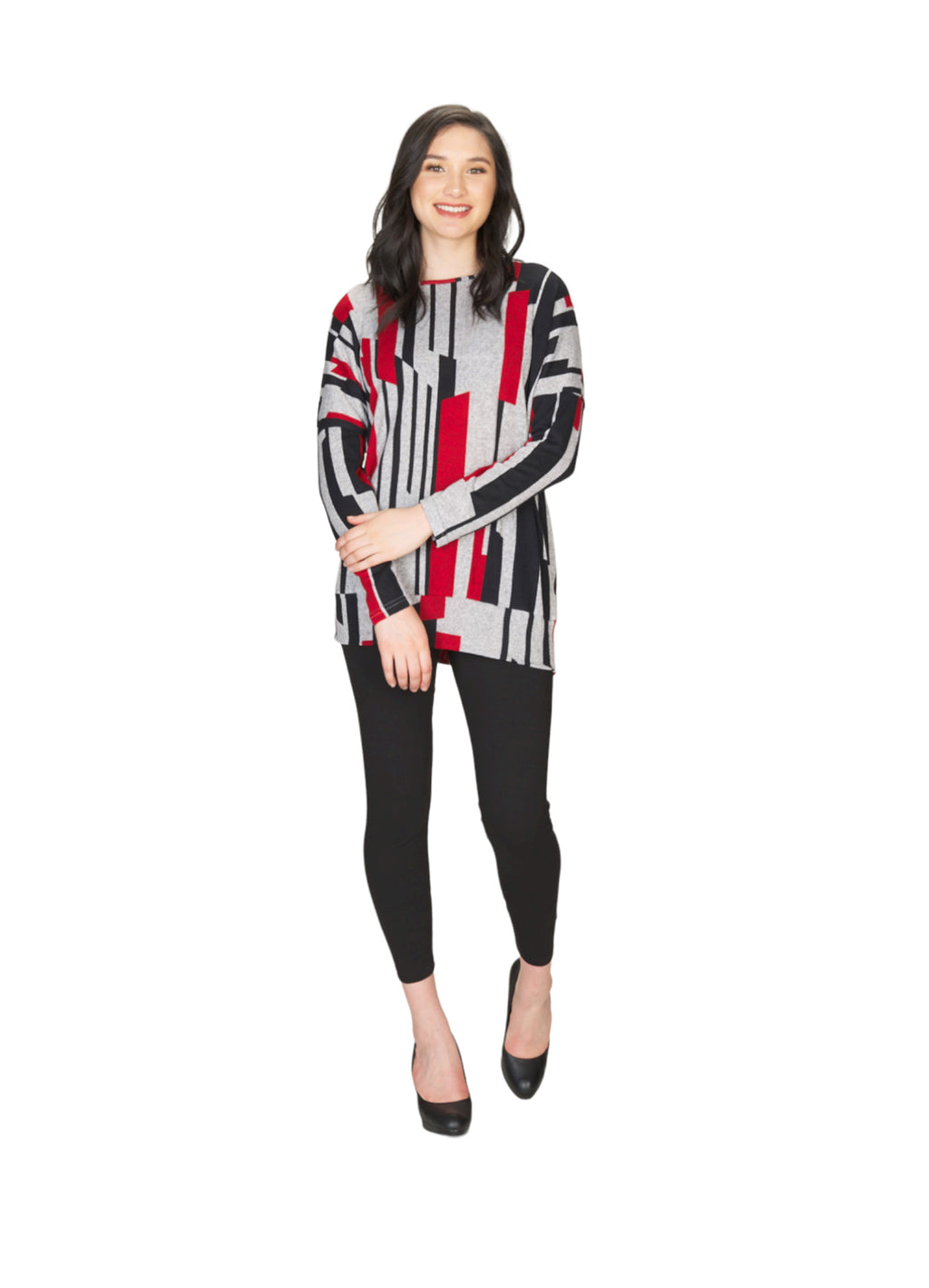 MUSTA Linear Print Oversized Sweatshirt