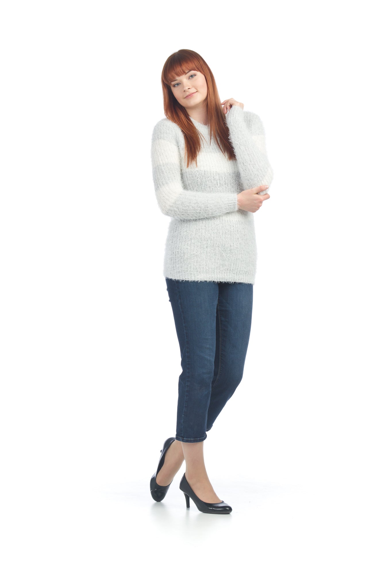 GREY Striped Fuzzy Sweater (2 sizes)