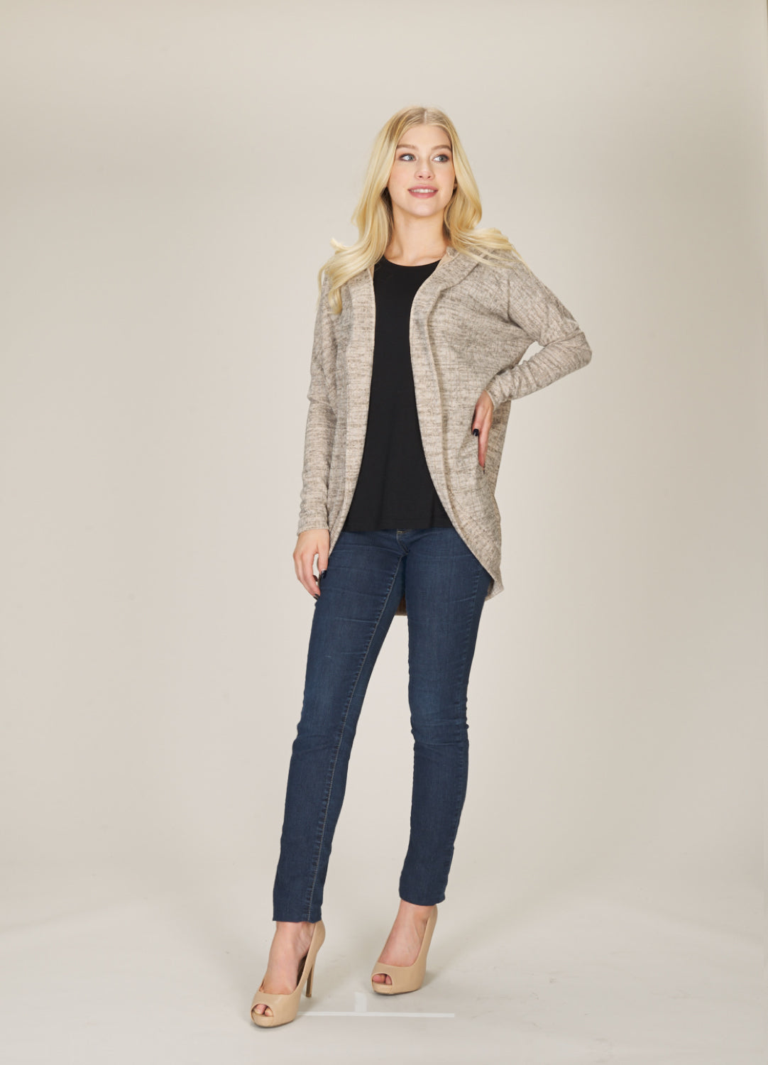 OATML Heathered Cacoon Sweater  with Hood