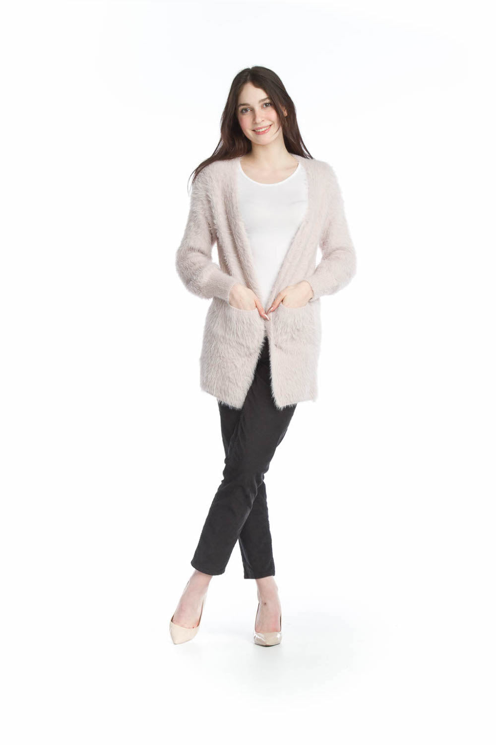 BLUSH Fuzzy Long Cardigan with Pockets (3 sizes)