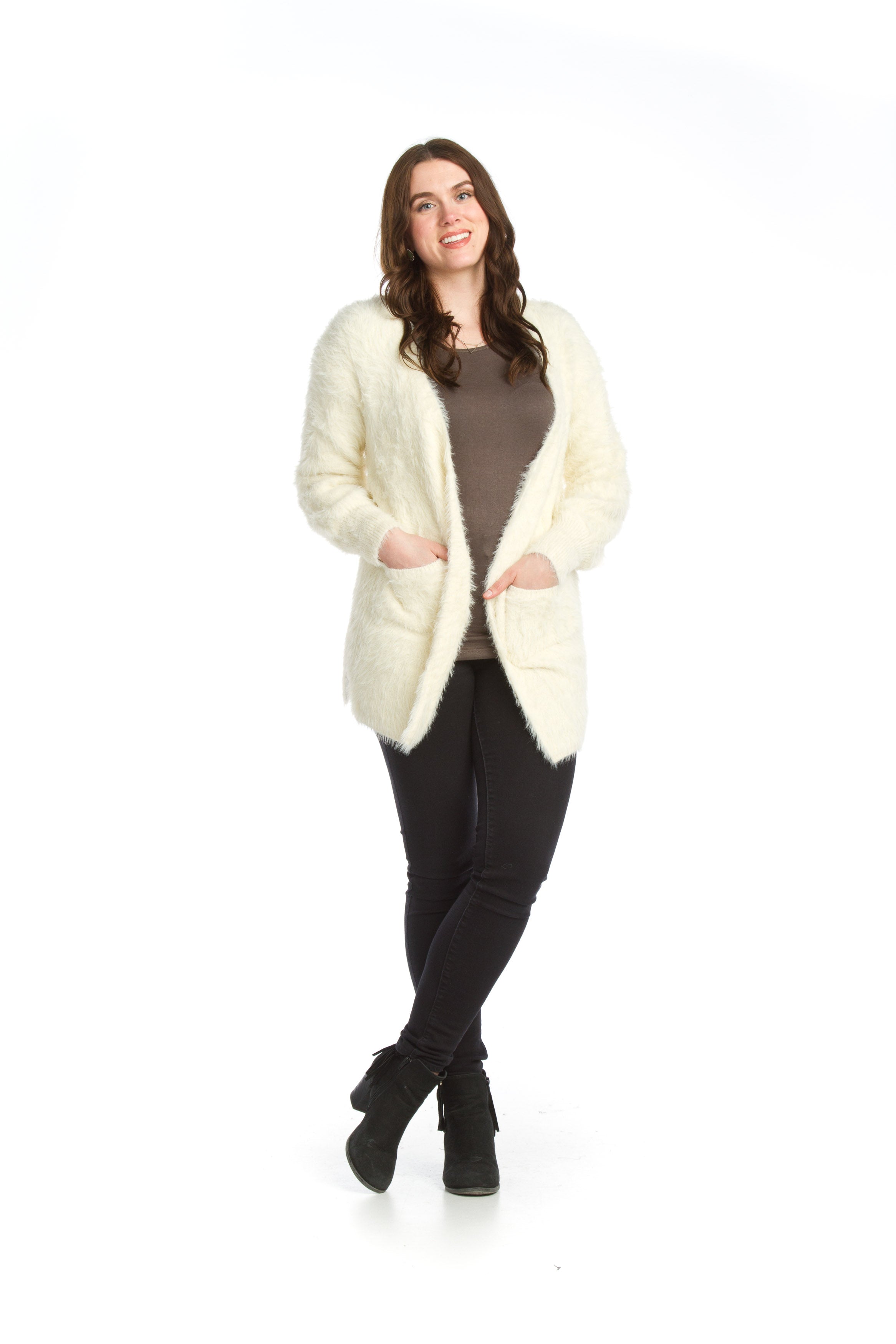 BLUSH Fuzzy Long Cardigan with Pockets (3 sizes)