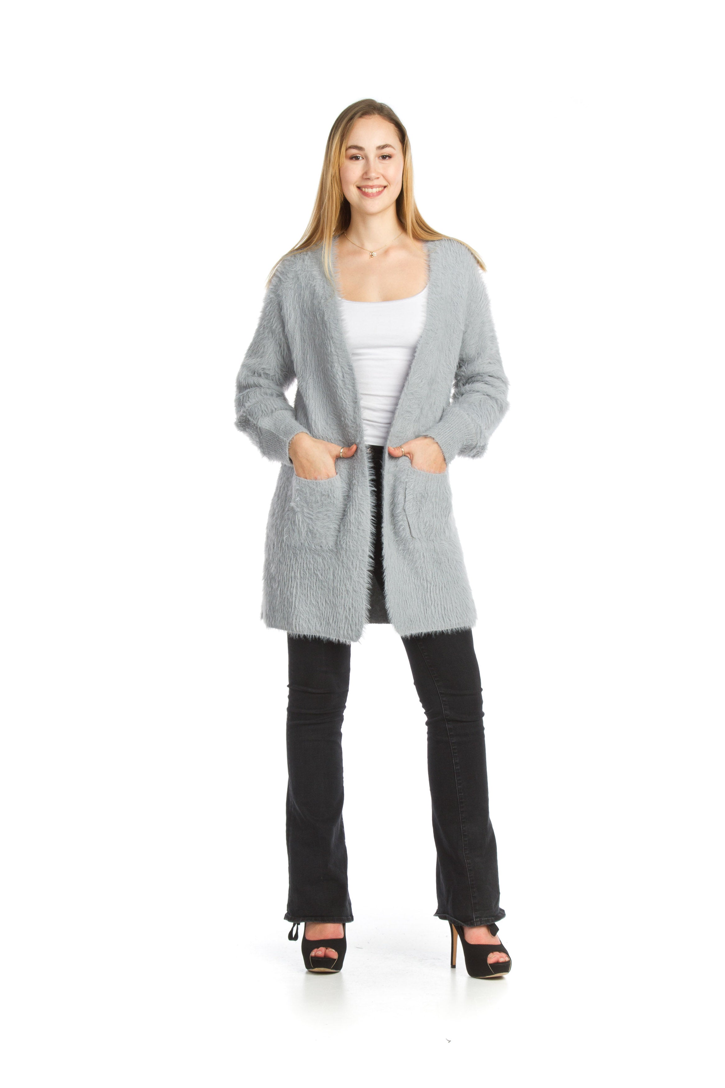 BLUSH Fuzzy Long Cardigan with Pockets (3 sizes)
