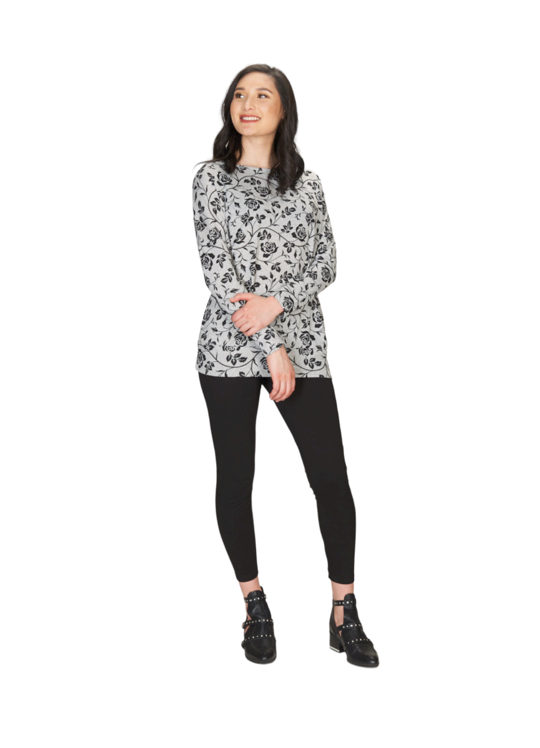 BLACK Rose Print   Oversized Sweatshirt
