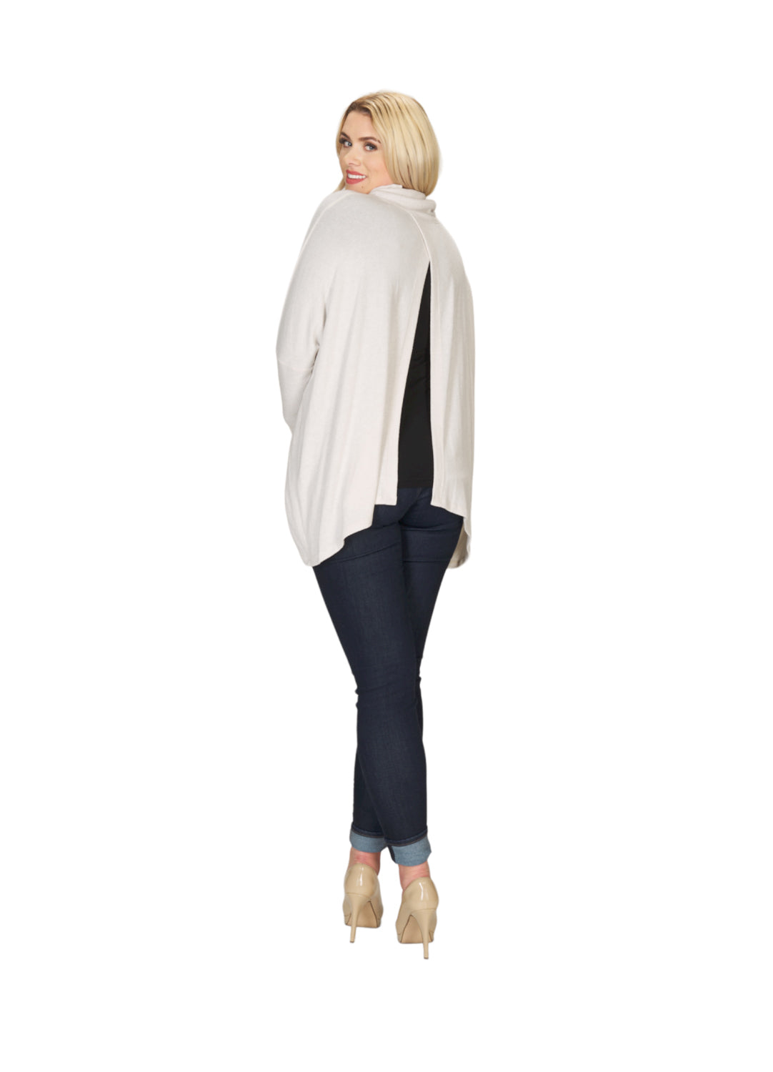 SILVE Brushed Jrsy  Top with Cowl Neck & Open Back