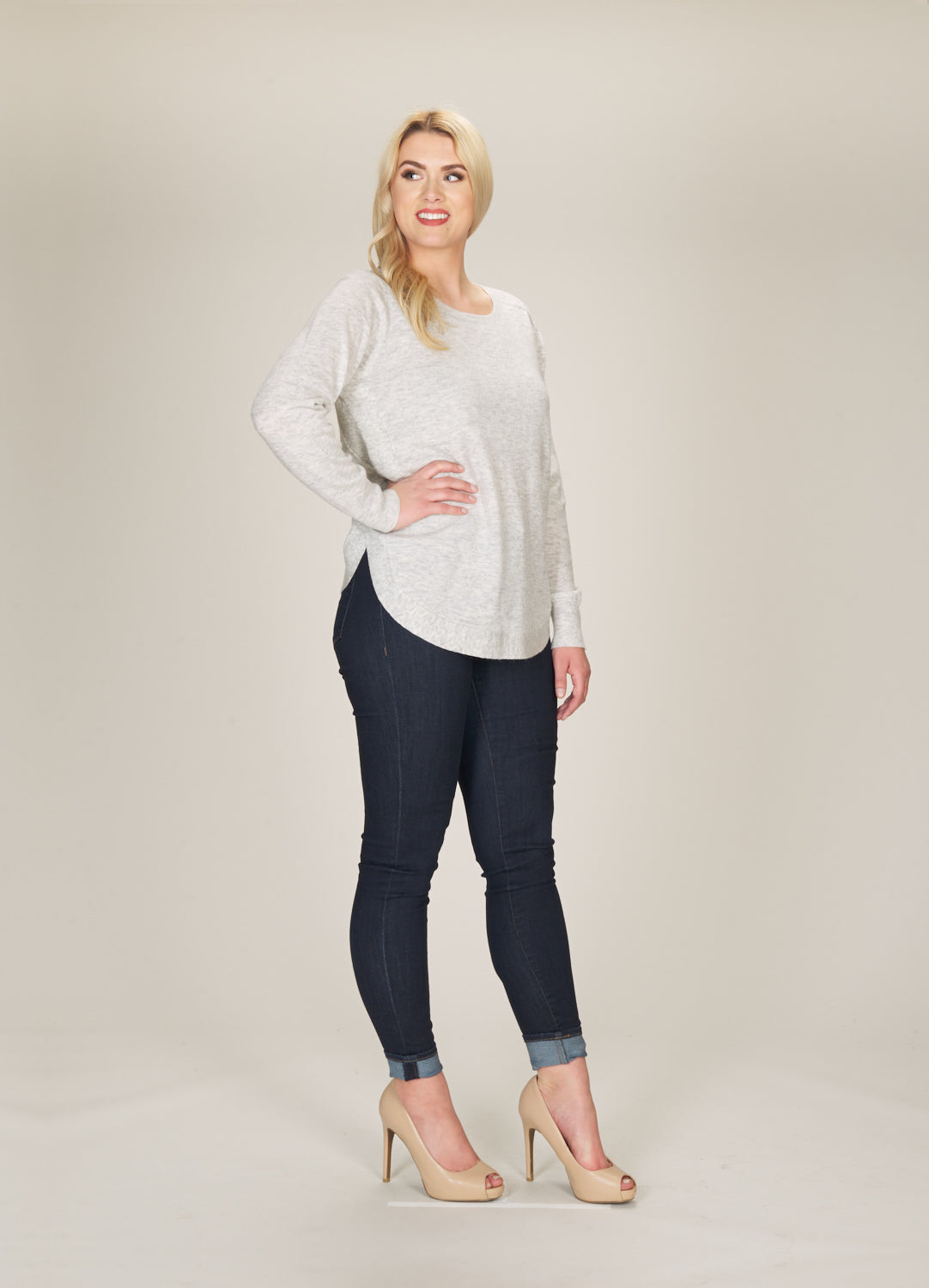 LGREY Soft Heathered Sweater with Ribbed Detail