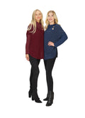 NAVY Heatherd Tunic w Drape Collar & Rib Sleeves