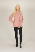 BLUSH Ruffled Long Sleeve Knit Tunic