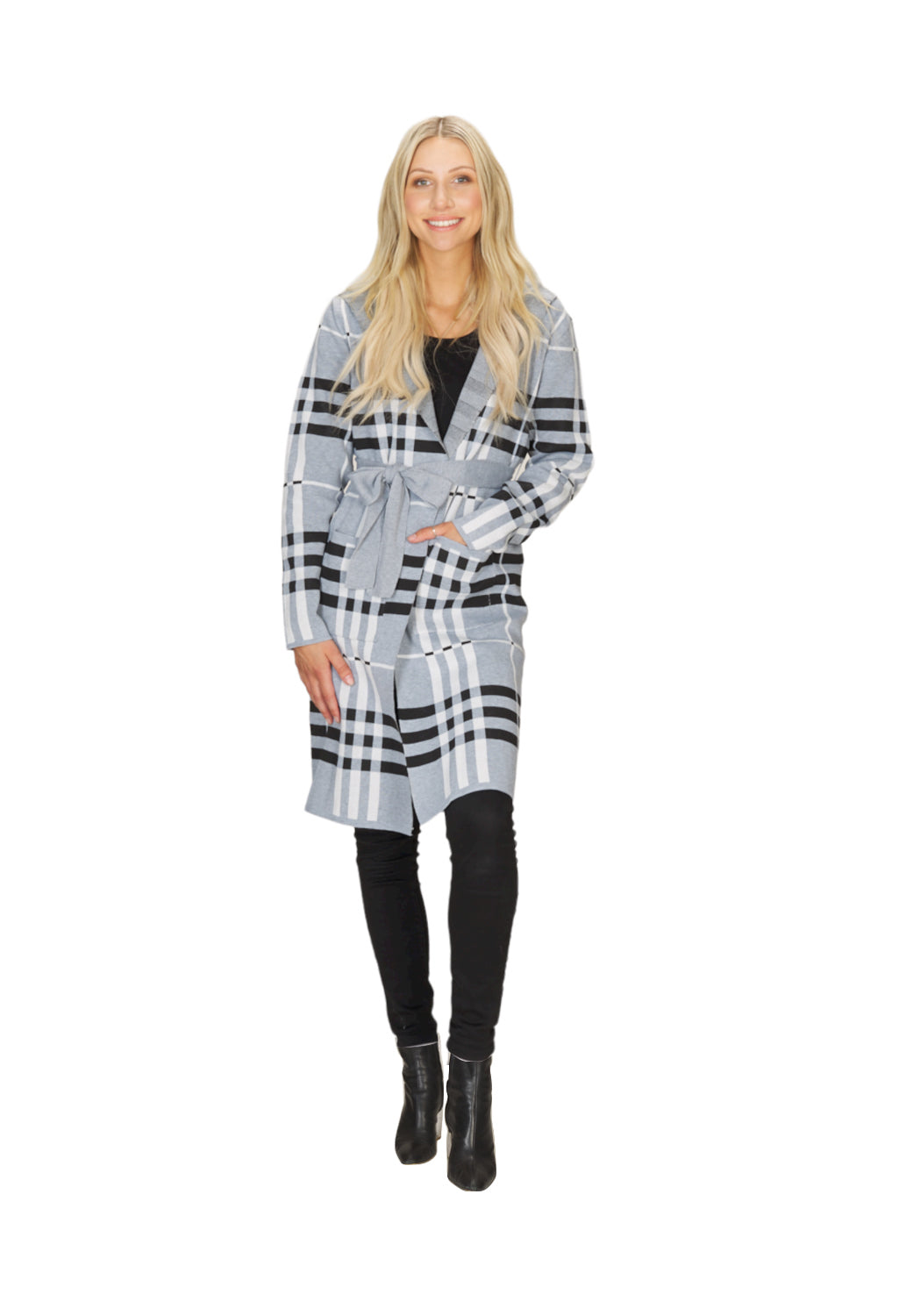 GREY Check Hooded Cardigan