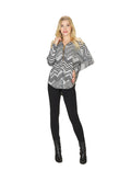 GREY Chevron Print Sweater with Zip Detail