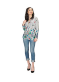 GREY Butterfly Printed Sweater with Zip Detail