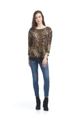 BROWN Leopard Print Sweater with Underlay and Zip Detail