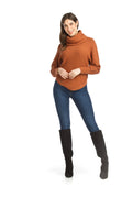 RUST Ribbed Sweater with Cowl Neck