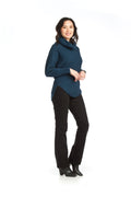 TEAL Ribbed Sweater with Cowl Neck