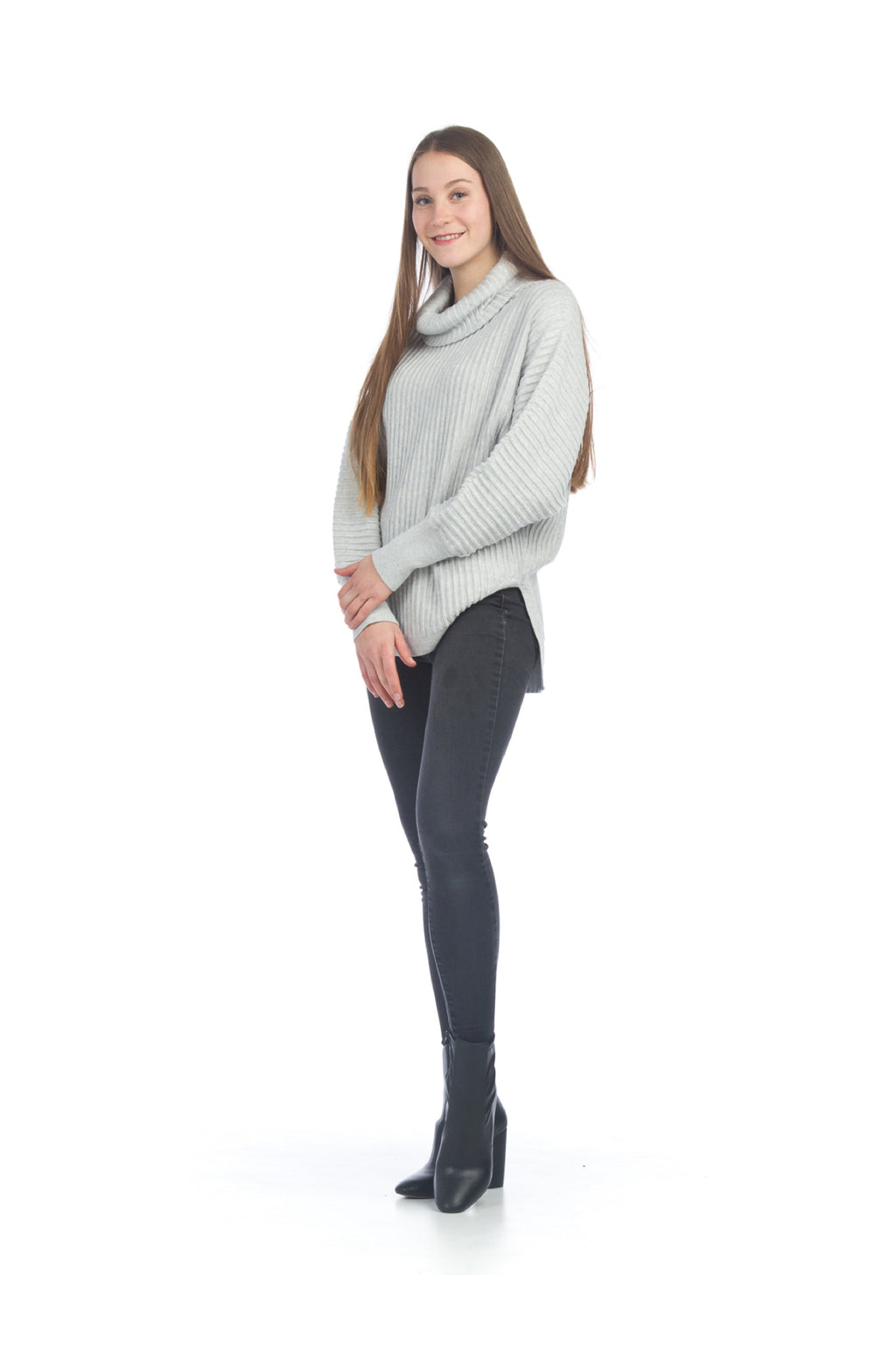 RUST Ribbed Sweater with Cowl Neck