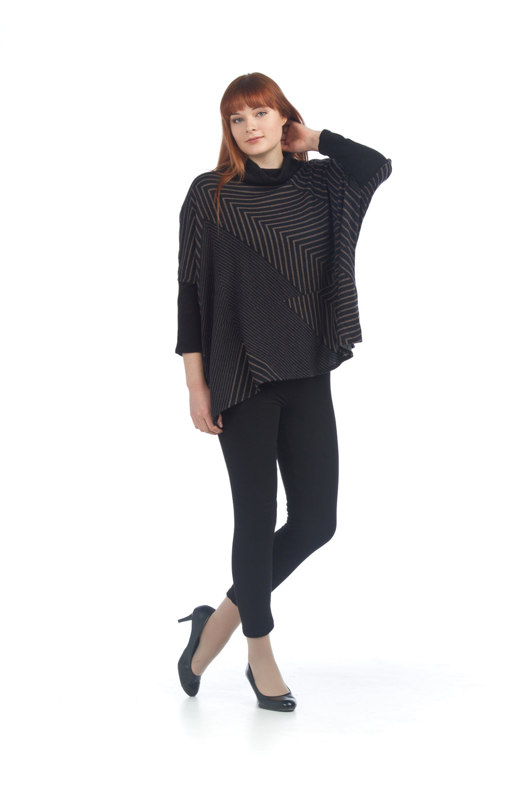 RUST Asymmetrical Stripe Poncho