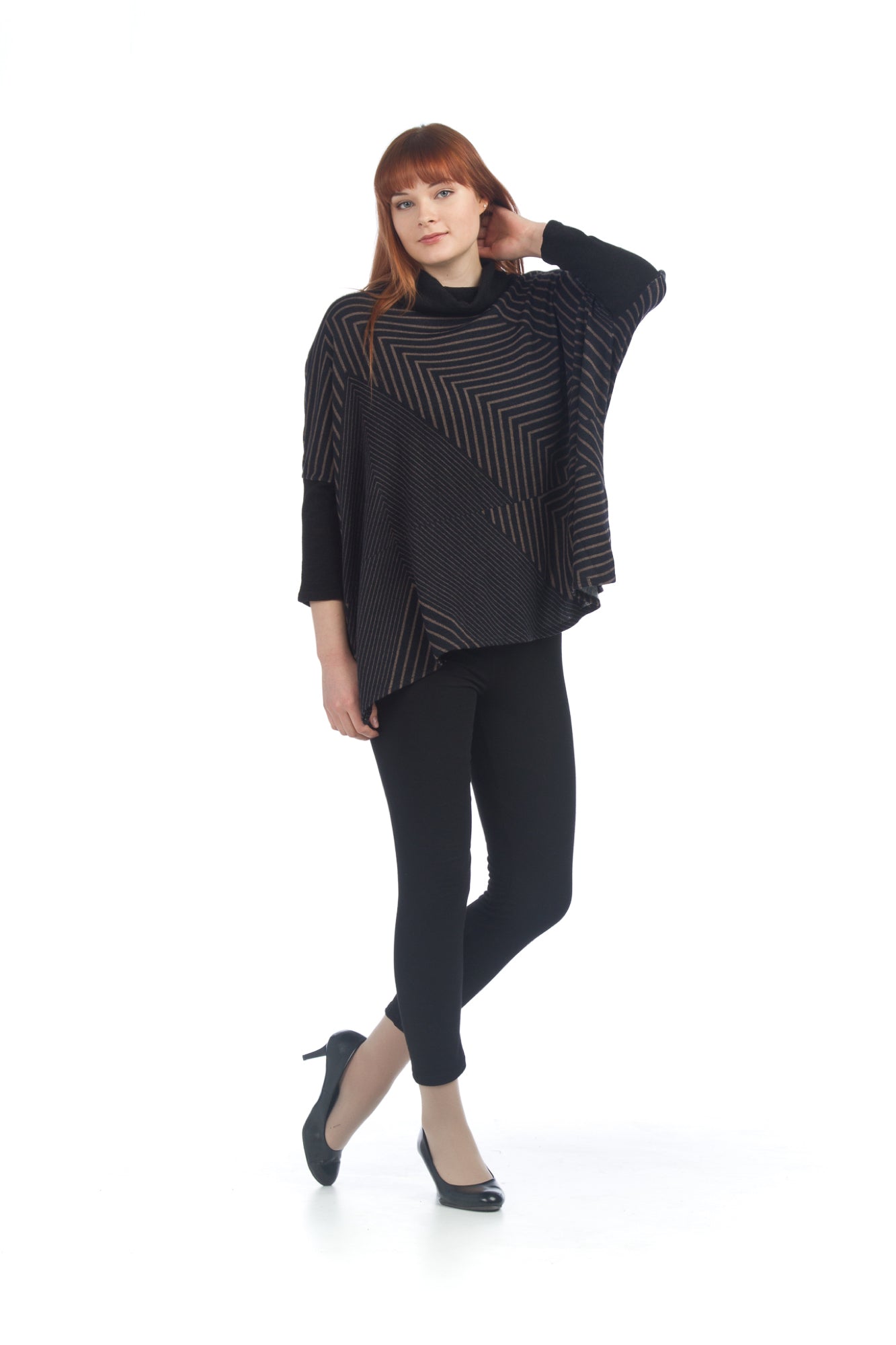 RUST Asymmetrical Stripe Poncho
