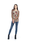 TAUPE Floral Print Baseball T