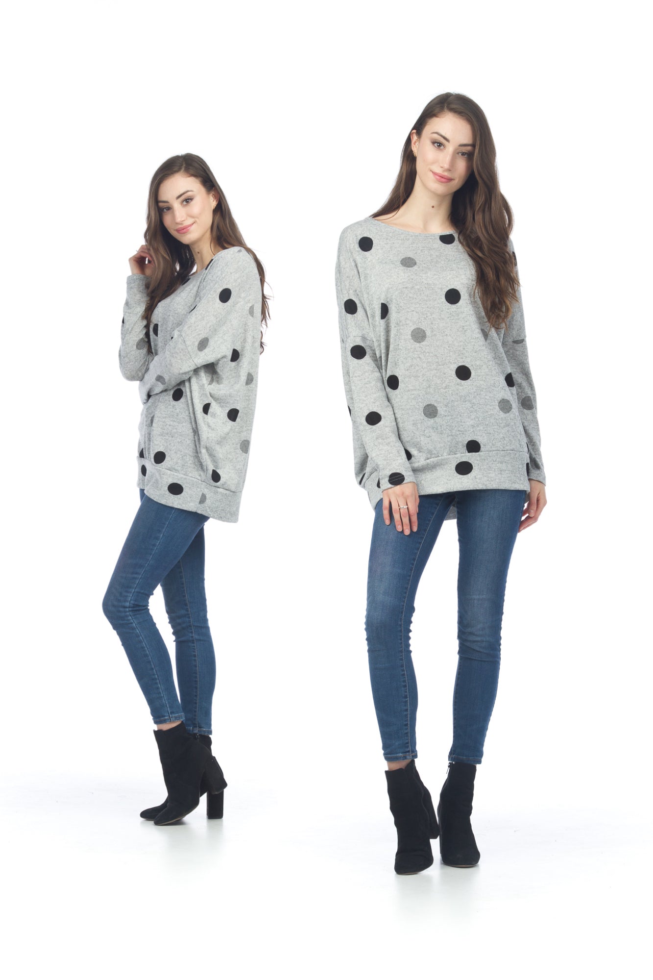 GREY Big Dot Print Sweatshirt