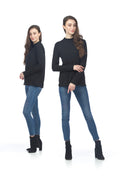 BLACK Ribbed Mock Neck Sweater with Long Sleeve