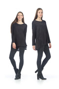 BROWN Geo A-Line Tunic with Side Button Detail