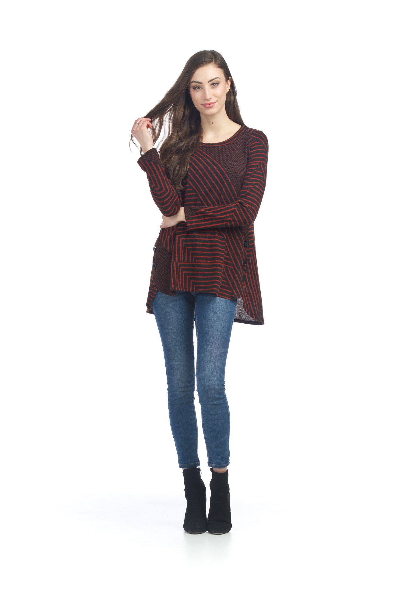 RUST Geo A-Line Tunic with Side Button Detail