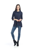 NAVY Waffle Crossover Top