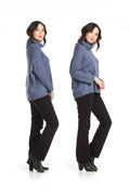 DENIM Textured Knit Cowl Neck & Sleeves Sweater