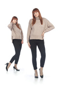SAND Step Hem Cowl Neck Sweater with Rib Top
