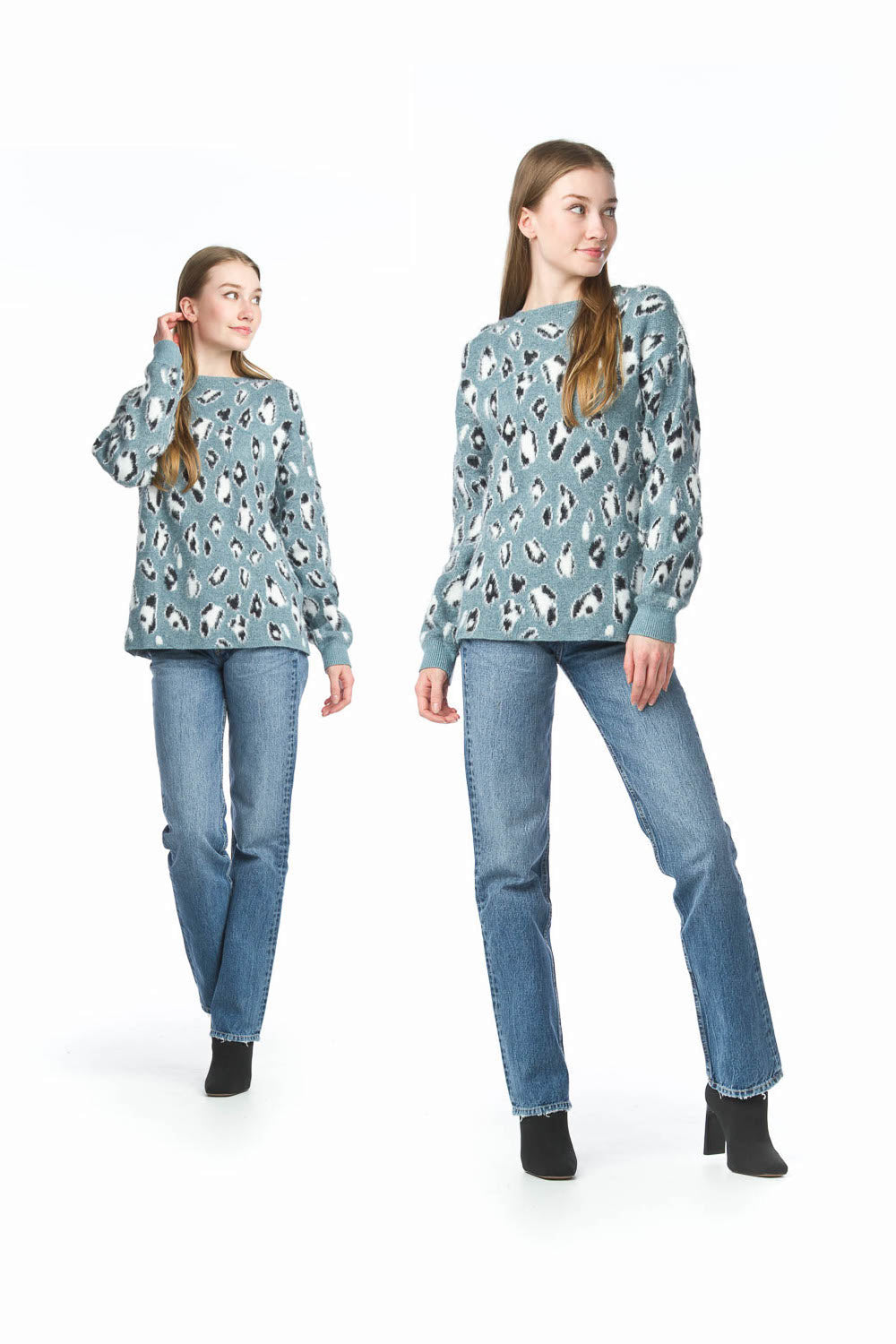 GREY Leopard Print Sweater