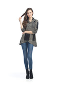 BLBEI Multi Stripe Patch Cowl Neck Crossover Top