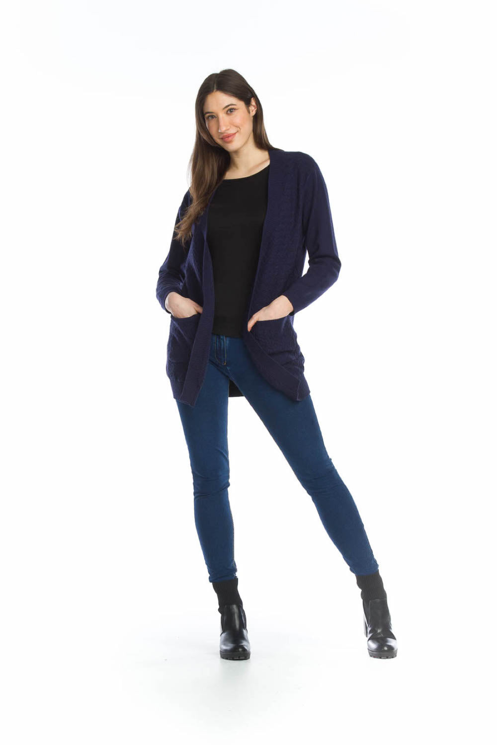 NAVY Design Front Cardigan with Pockets