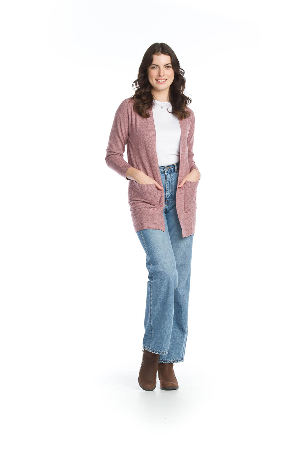 ROSE Design Front Cardigan with Pockets