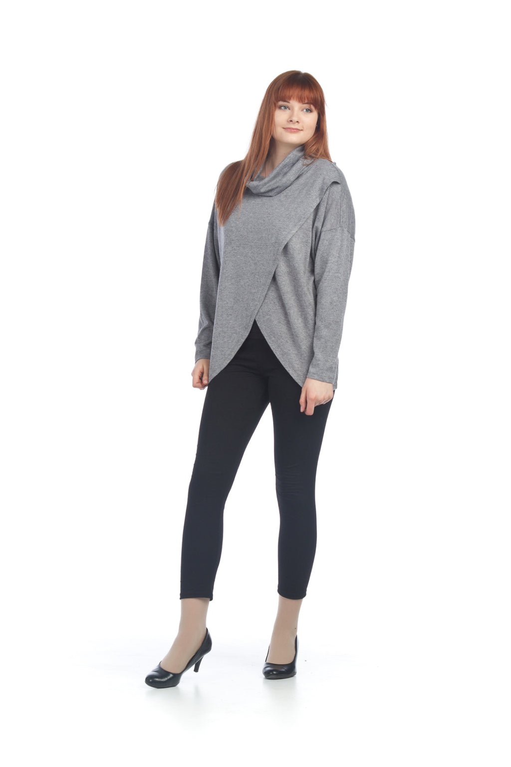 GREY Cowl Neck Crossover Top