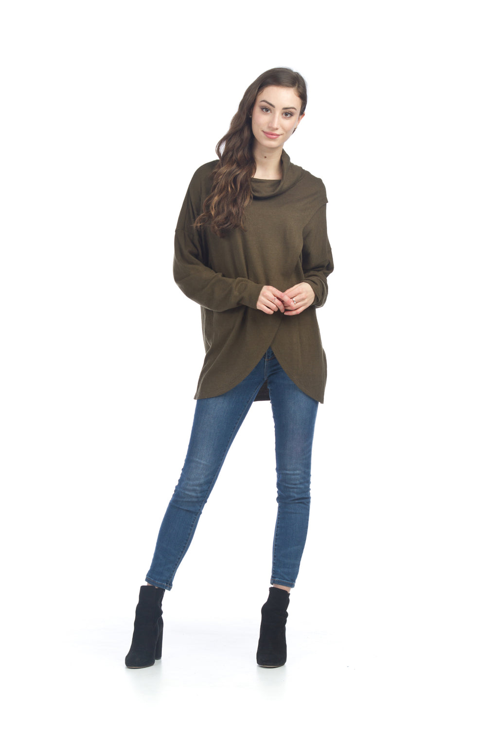 GREY Cowl Neck Crossover Top