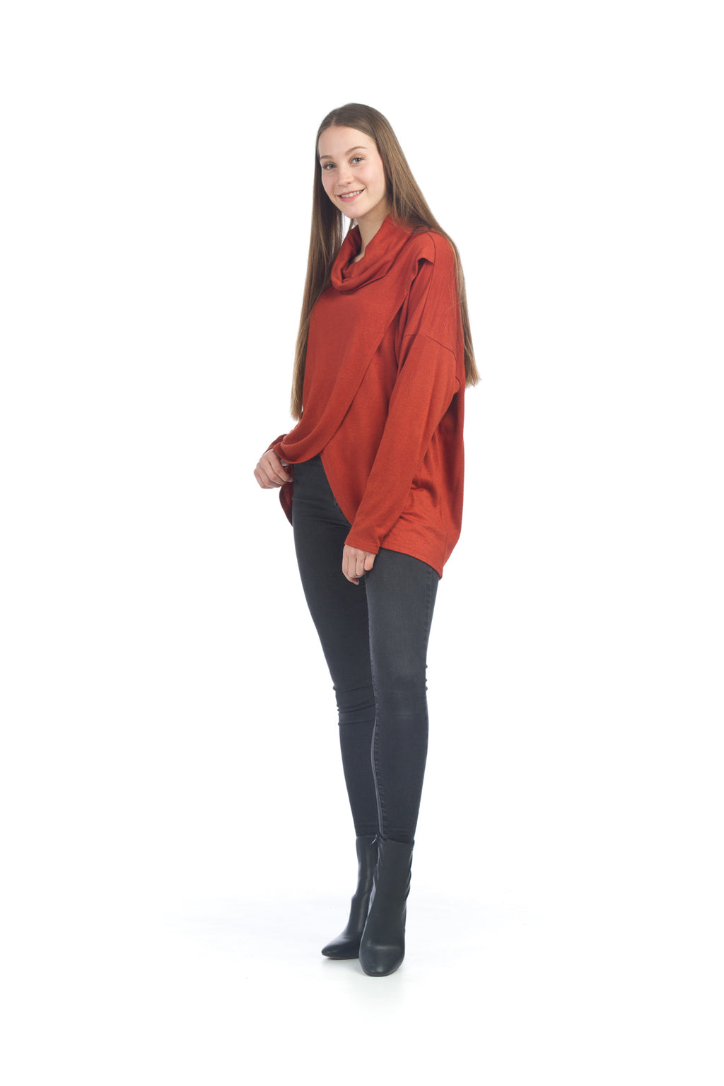 GREY Cowl Neck Crossover Top