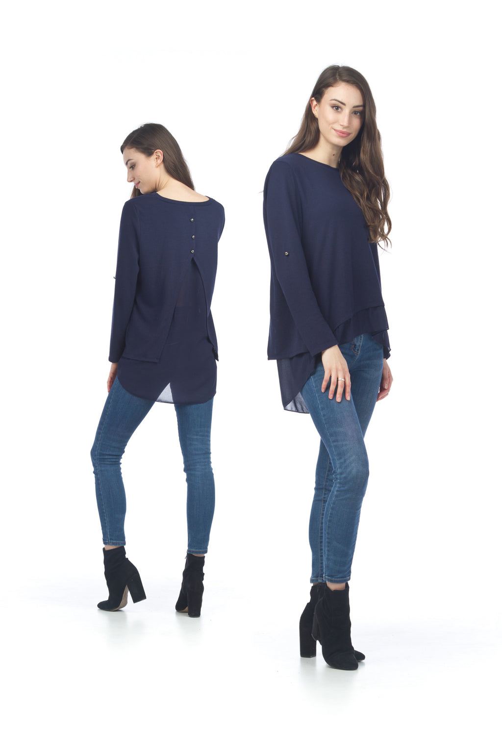 BURGN Layered Tunic with Georgette Open Back
