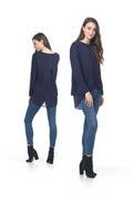NAVY Layered Tunic with Georgette Open Back