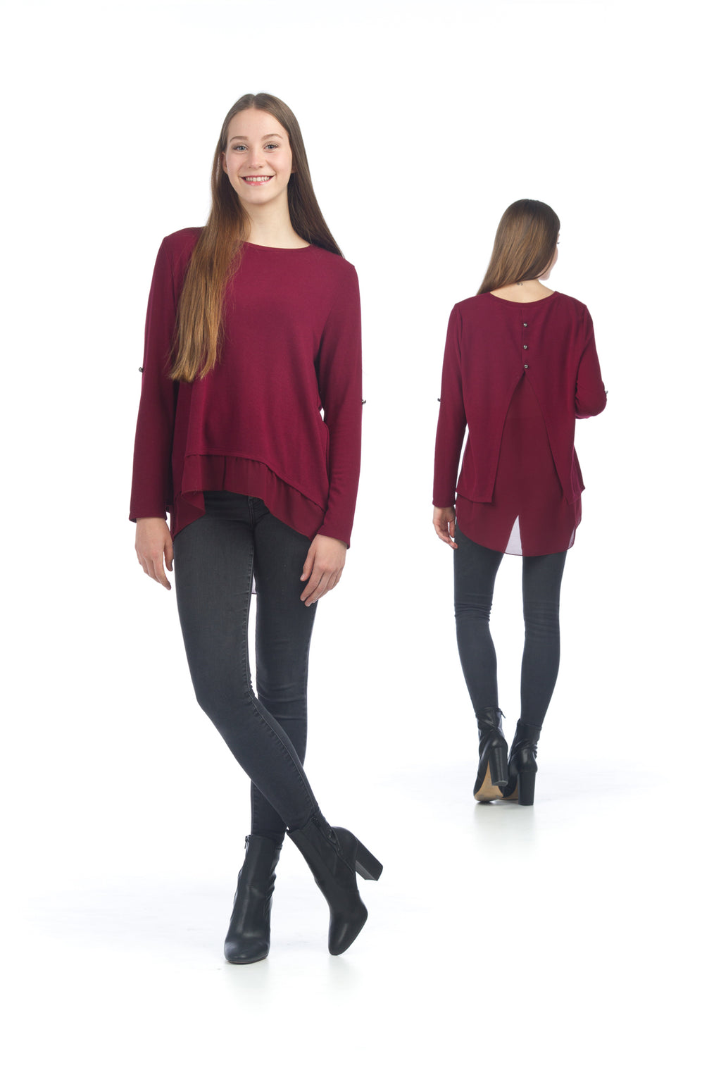 BURGN Layered Tunic with Georgette Open Back