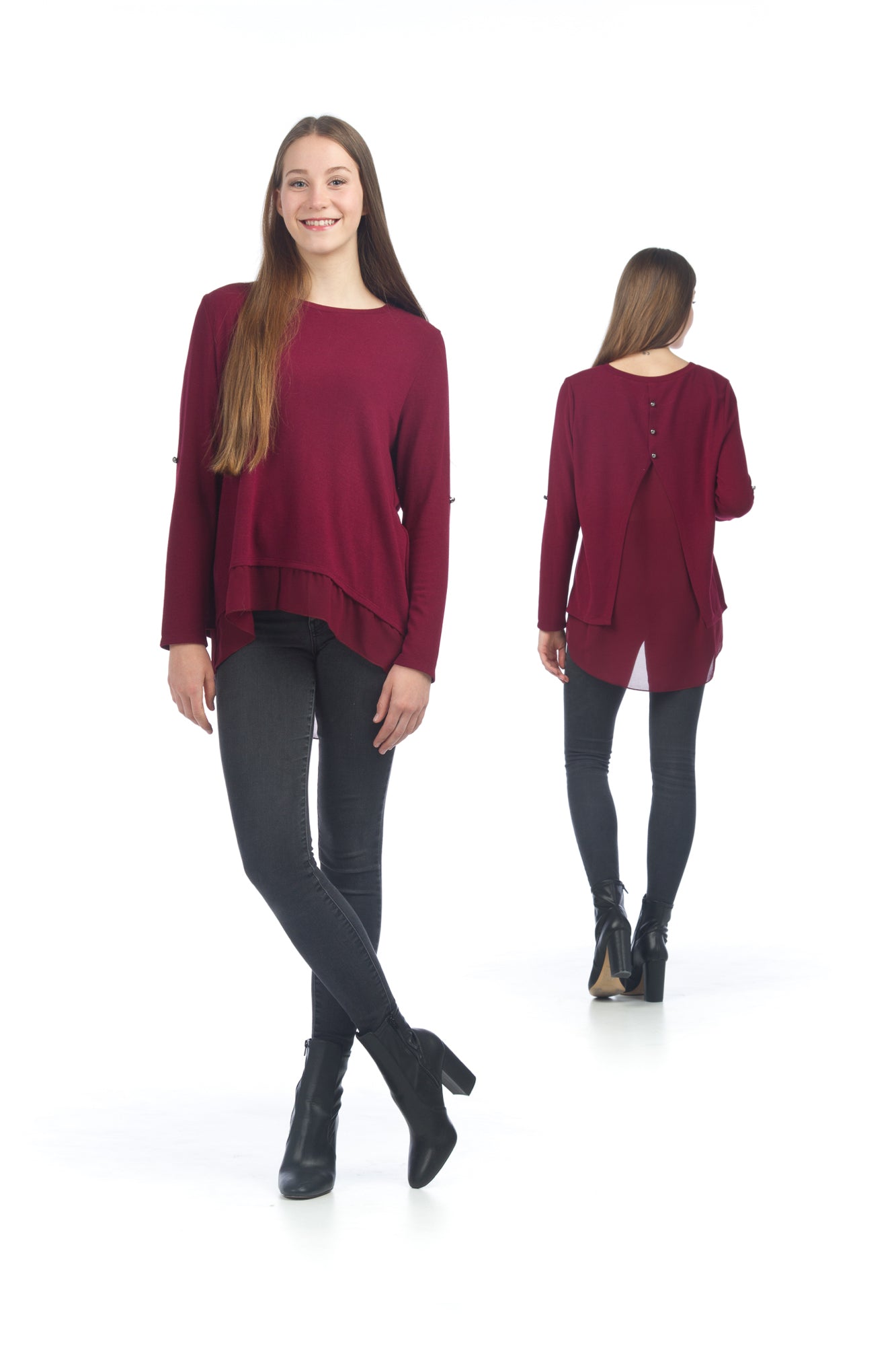 BURGN Layered Tunic with Georgette Open Back