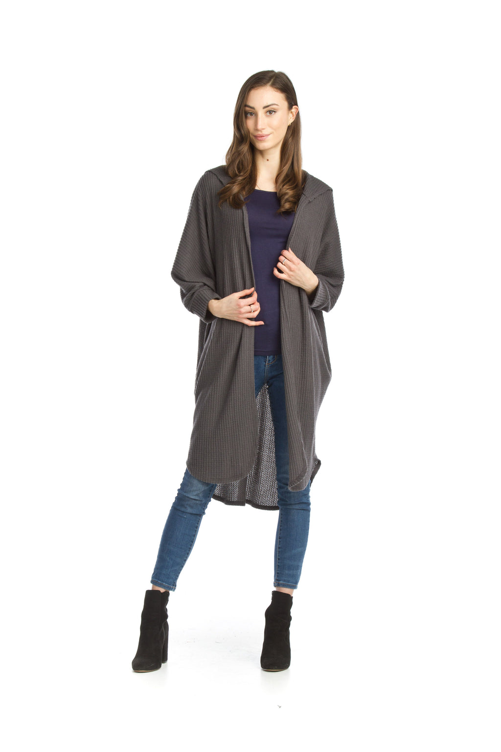 OATML Waffle Knit Hooded Cardigan