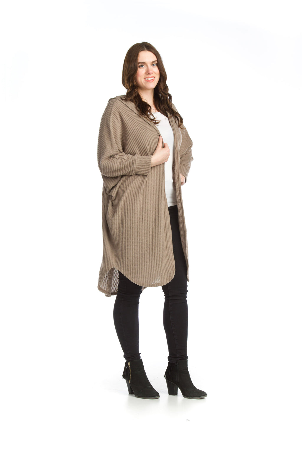 OATML Waffle Knit Hooded Cardigan