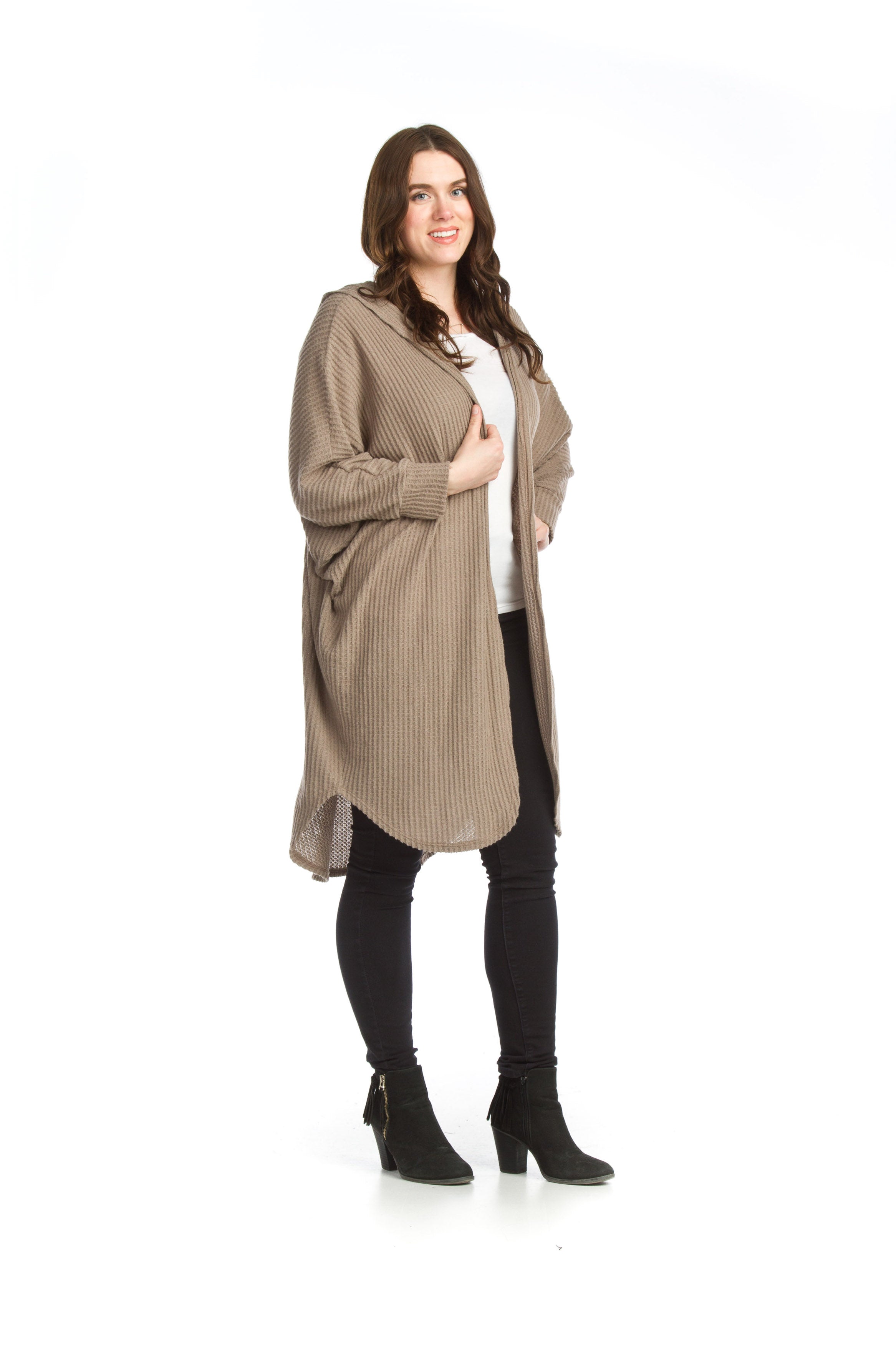 OATML Waffle Knit Hooded Cardigan