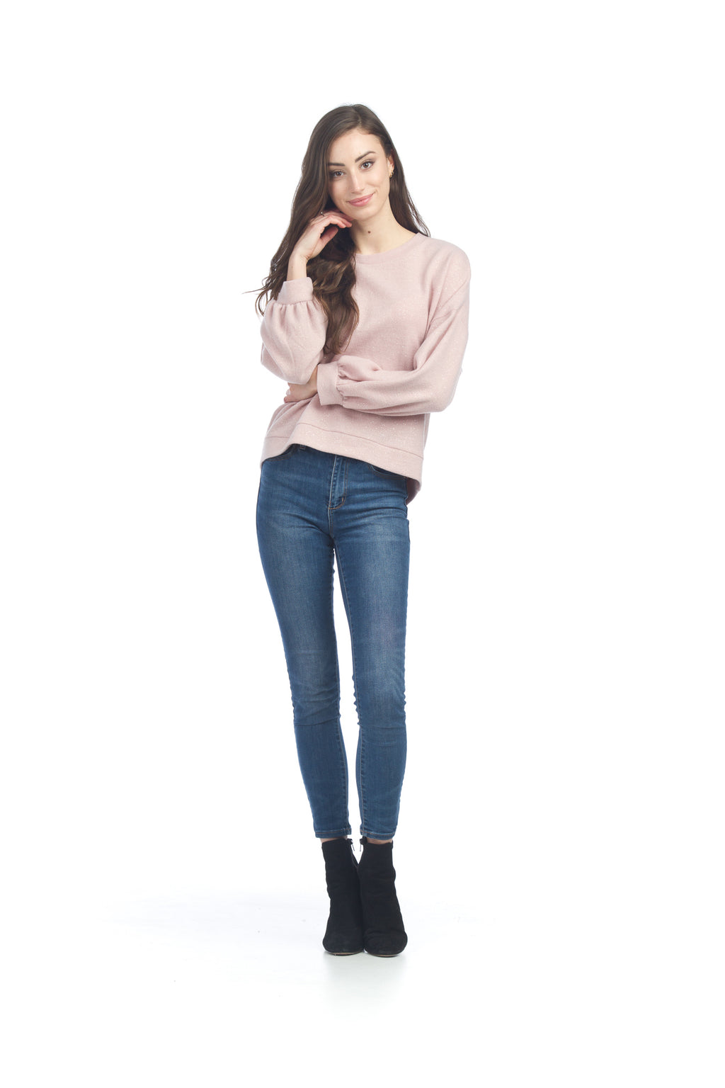 BLUSH Lurex Infused Dolman Sleeve Top
