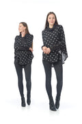 CHARC Polka Dot Poncho with Button Sleeve Detail