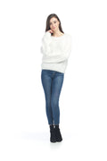 WHITE Lurex Infused Fuzzy Sweater