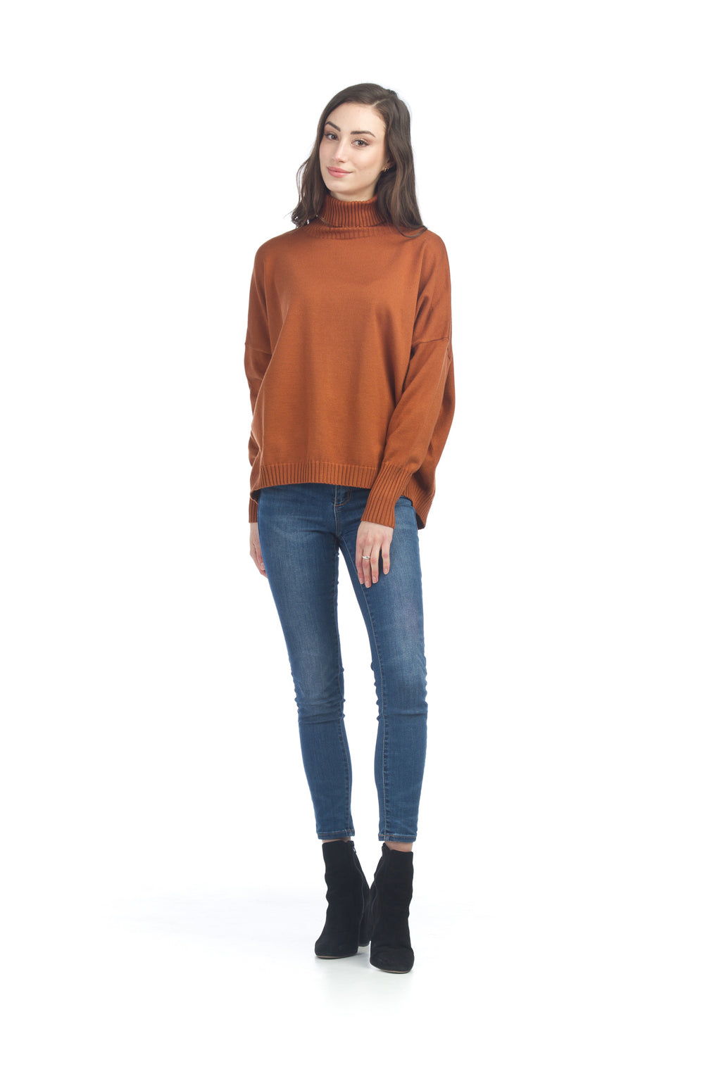 BEIGE Turtle Neck Sweater with Ribbed Detail