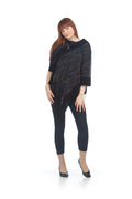 BLACK Lurex Knit Poncho with Fringe